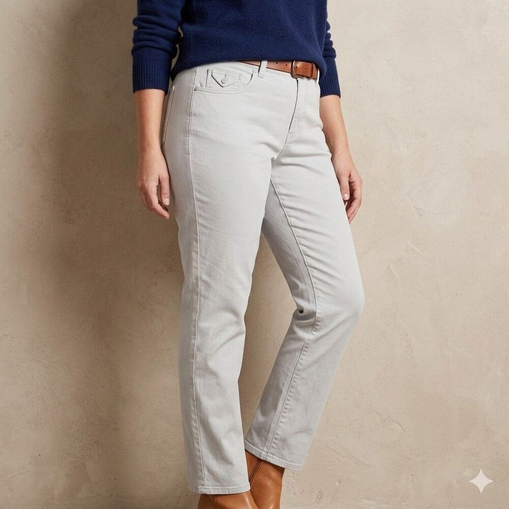 Vintage Y2K Gloria Vanderbilt Amanda Jeans Light Gray High-rise Straight 16 Tall